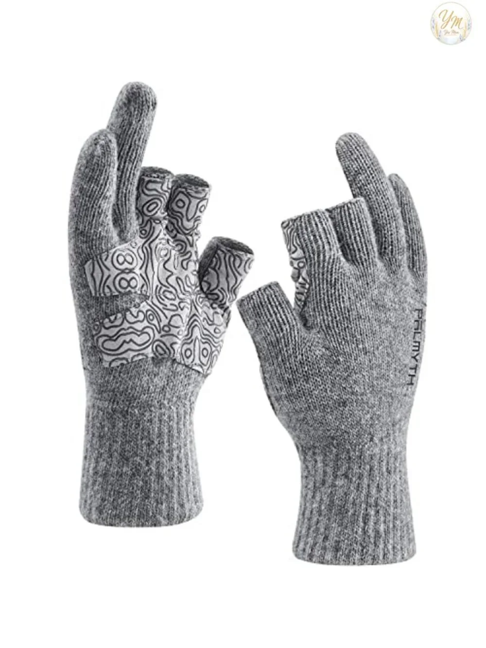 Wool Fingerless Fishing Gloves Men Women Winter Anti-Slip Palm